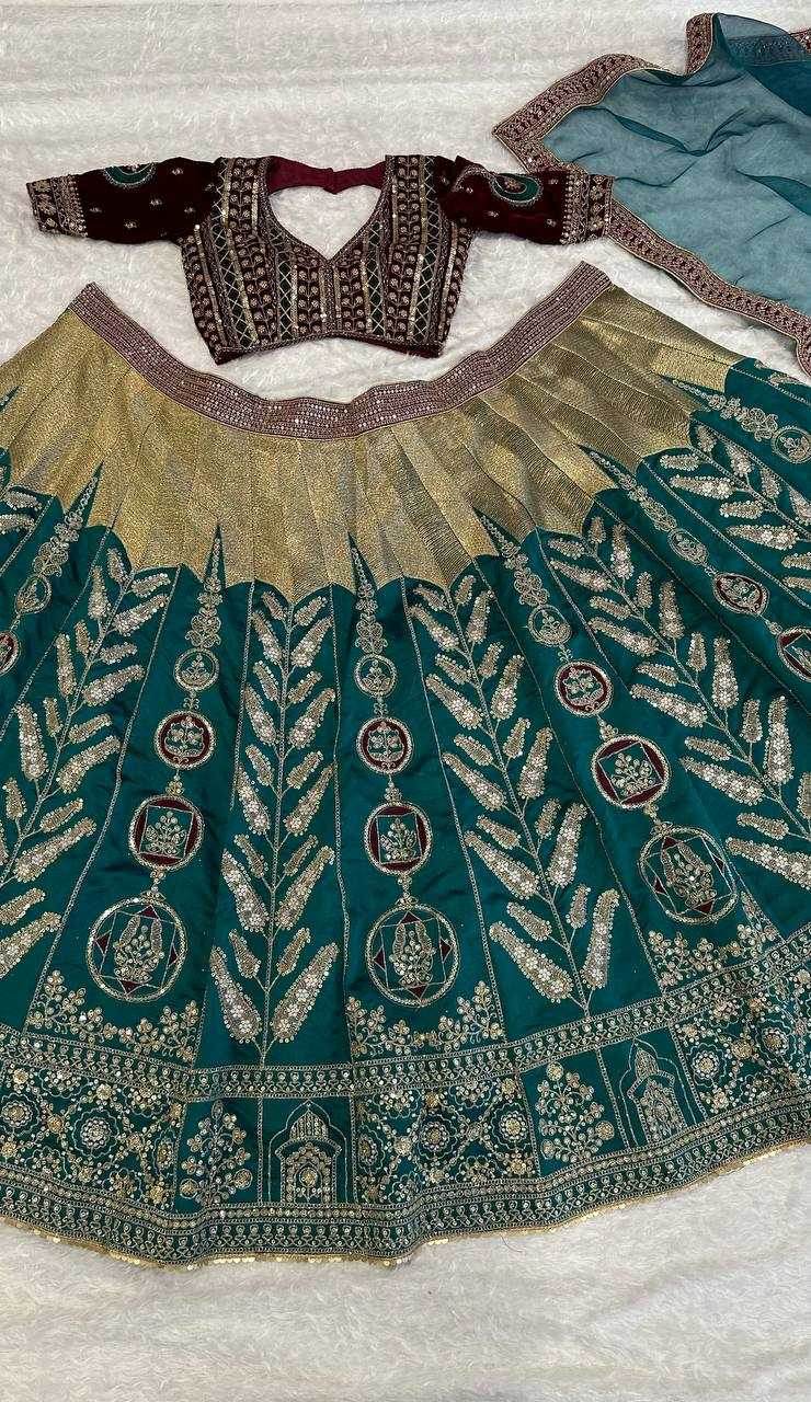 Silk Zari Work Sequins Lehenga for Festive Occasions - MYLUXURY LANE ENTERPRISE